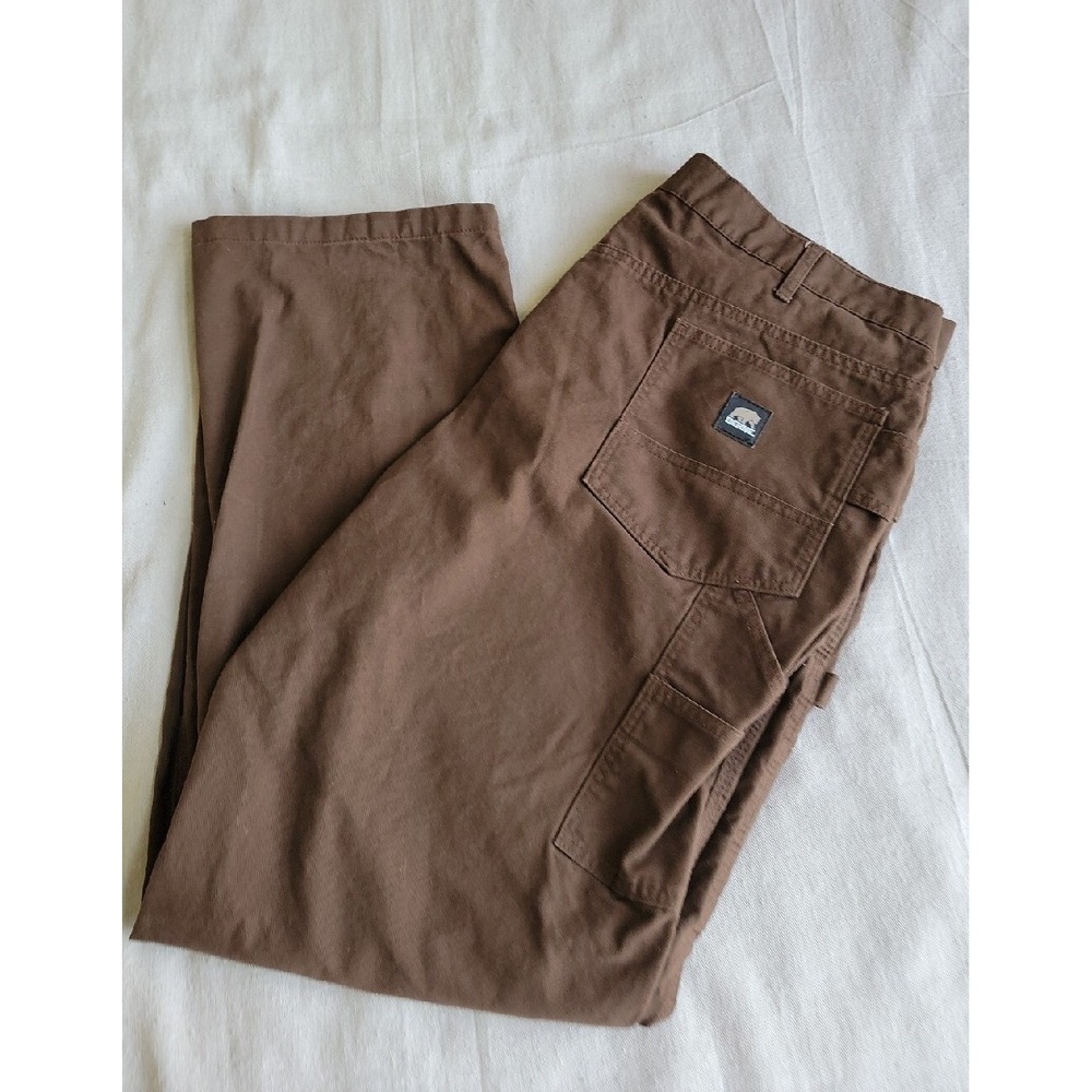 Berne Mens Pants 42x31 Carpenter Brown Washed Duck Work Distressed High Rise